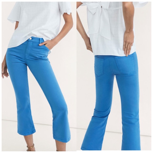 Massimo Dutti Blue High Rise Flare Skinny Jeans Size 2 - Picture 1 of 13